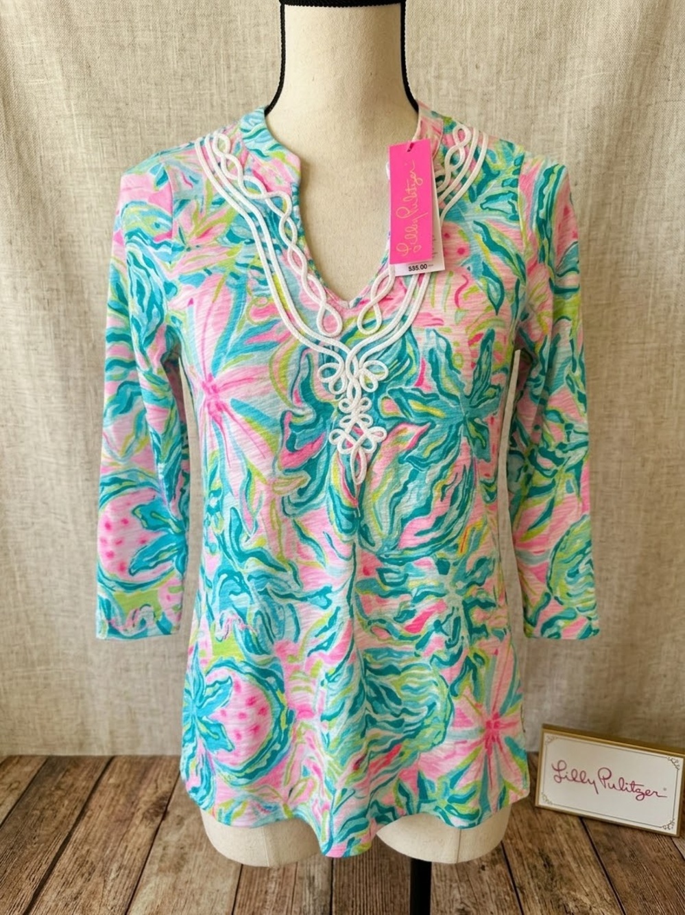 NWT Lilly Pulitzer Kaia Knit Tunic Top in One In A Melon SZ XS Cotton Resortwear